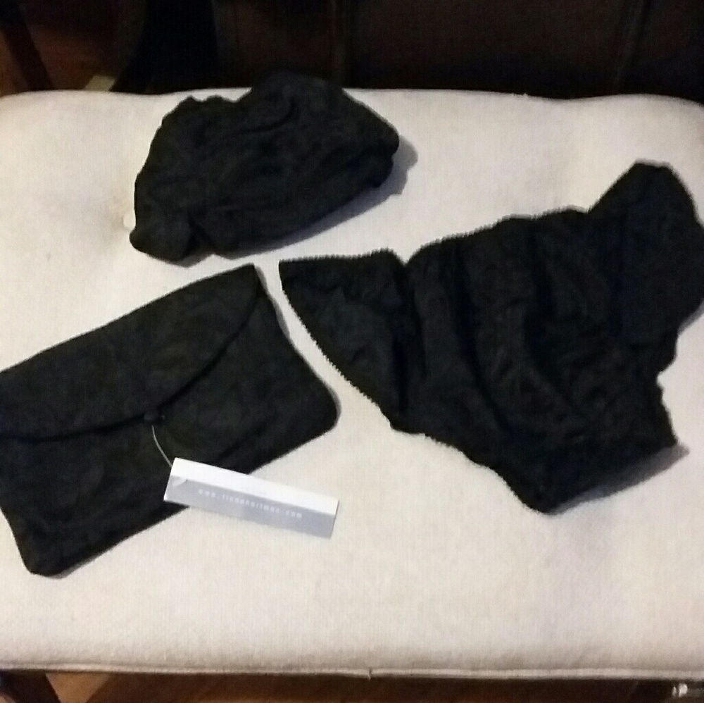 NWT LINDA HARTMAN BLACK SILK PANTIES AND POUCH